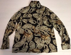 Che Bella Vintage 100% Silk Seagull Bird Print button up blouse Size Sz 10