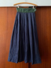Vintage 1980s Blue Linen Skirt by Perry Ellis 24 in Waist XS Extra Small