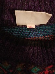Vintage MEISTER XL Green Blue Red Purple Multicolor Wool Acrylic Sweater Ski