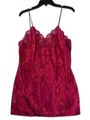 Vintage Lucie Ann II Red Lace Satin Nightgown Size 38 Made In USA
