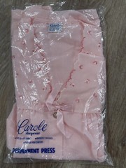 Vtg Carole Perm Press Kodel Poly Cotton Blend Pink Long Night Gown Sleepwear XL