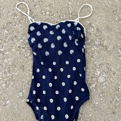 VTG DeWeese Designs 60’s Bathing Suit One Piece Navy Sz 10/32 Sof Cup Bra Nautic
