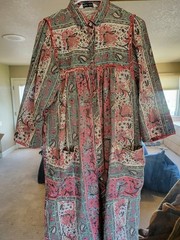 1970s Paisley MODELS COAT DRESS SNAP FRONT Size SM/M COTTON VINTAGE