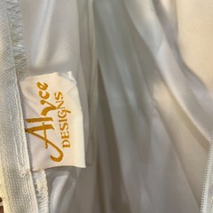 Alyce Designs Vintage 80s White Ruffle Sequin puff sleeve Wedding Prom Dress 6