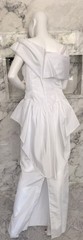 Vintage 80s Jordan Chiara White Dress Off Shoulder Bow Peplum Bridal Formal 12