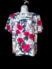 Vintage Nwts Lord Isaac’s Size 6 Floral Top Beach Vacation. Shoulder Pads