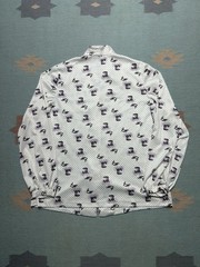 Vintage 70s long sleeve button shirt nylon polyester? carriage print women’s Lg