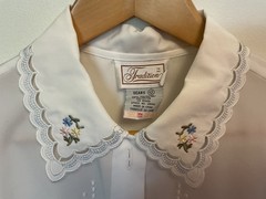 VTG 80s Sears Tradition White Embroidered Blouse Lace Collar Cottagecore Sz 12