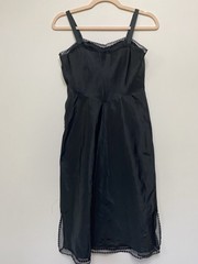 Vintage Barbizon 40s 50s XS Full Slip Tafredda Dress Lace Black