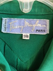 Vtg THIERRY MUGLER Paris Dress FR 38 Emerald Green Archival Sculptural 80s 90s
