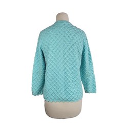Vintage 60s Aqua Popcorn Bobble Knit Cardigan Sweater M Coquette Cottage