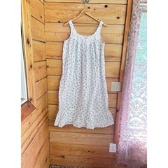 Vintage Cotton Nightgown Womens Small White Blue Floral Eyelet Lace Fair Set