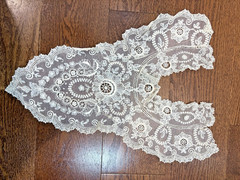 Rare & Beautiful Handmade Brussels Point de Gaze Bridal Cap 1870s Unused