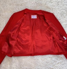 Vtg Pendleton Women Jacket Sz 10P Virgin Wool Red Cropped Blazer USA Open Front