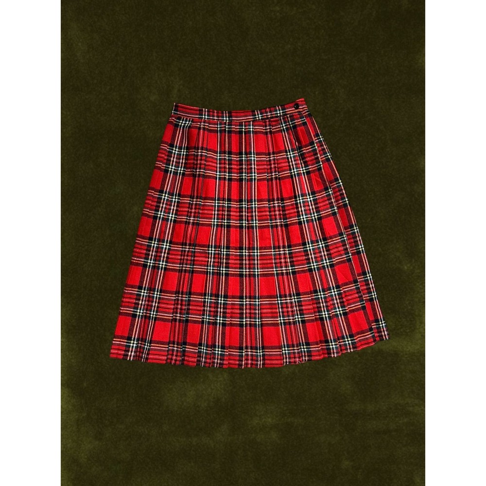 Vintage Rhapsody by Glazier 70s Red Plaid Pleated Skirt Punk Rock Midi Chicago