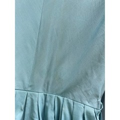 Vintage 50s Seafoam Blue Portrait Collar Dress Pussy Bow Tulle Crinoline Fair