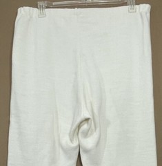 Vintage Beldoch Popper Sweater Pants XL Tall Ivory Tight Knit Pull On Stretch