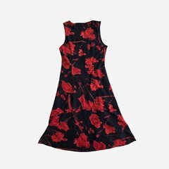 VTG 90’s, y2k dark floral midi summer dress / LG XL / Alt, goth, whimsygoth