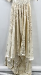 1930s Wedding Bridal Gown Ivory Liquid Satin & Embroidered Lace Train Handmade