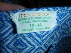 Vtg 60s 70s Acrylic “Wool” Vest & Pants Blue White Diamond Pattern Sz M