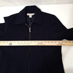 Vintage J. Crew Wool Blend Full Zip Jacket Blue Black Coat Womens Petite Small