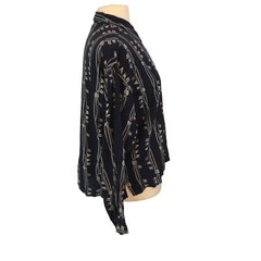 Espirit Sport Vintage 80s Navy Blue Nautical Print Button Front Shirt, Top sz S