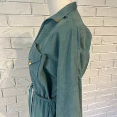Vintage 60s Alfred Werber Green Belted Shirt Dress S/M