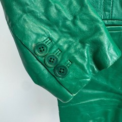Michael Hoban North Beach Green Leather Blazer Jacket Vintage Womens Size 7/8