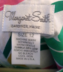 Vintage 80s Cotton Dress Tropical Palm Leaf Drop Waist 12 10 L Green Pink White