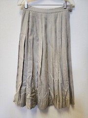 Vintage Skirt 8 kgr USA Rayon Linen Blend Pleated Zip Maxi Granny Minimalist