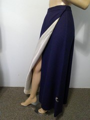 Vtg 70’s Equestrian English Riding Fox Hunt Applique Navy Wool Wrap Maxi Skirt S