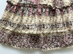 Vintage 70s/80s Floral Striped Tiered Prairie Cottage Midi Skirt