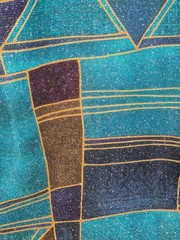 VTG 90s Erin London Short Sleeve Stretch Sparkly Color Block Shirt Sz M
