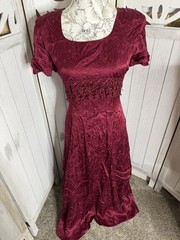 Benson and Smith Vintage 90s Burgundy Floral Jacquard Lace Maxi Dress Size 9