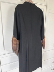 Vintage Sandi Monica Black Dress Size 12 Wool? Fox? Fur Tails Sleeves Rare Find!