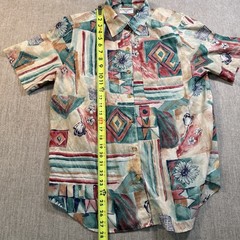 Vintage Alfred Dunner Petite 12 Abstract Geometric Flower Blouse Shoulder Pads
