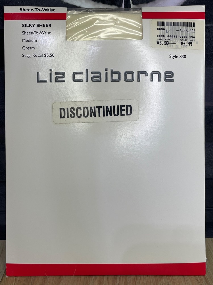 Liz Claiborne Silky Sheer to Waist Pantyhose Medium Cream White Vintage NOS