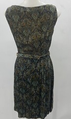 Vintage Crushed Velvet Abstract Print Party Cocktail Dress