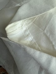 VTG 1960s Ivory Wedding Dress Lace Yoke Sheath Column Bridal Gown Slender M 6-8