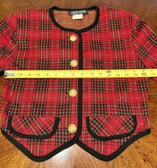 Vintage 1980s/1990s Women’s Red Plaid 2 Piece Jacket & Skirt Set