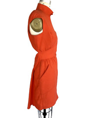 RARE Vintage 1980’S Thierry Mugler Orange Pique Cotton corseted dress – 38