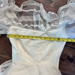 Vintage 70s Dance Allure Alfred Angelo Boho Prairie Lace Ruffle Wedding Gown XXS