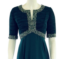 NWT Victor Costa Gown Sz 8 Emerald Green Empire Waist Chiffon Evening Dress $595