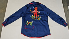 Vintage Shirt Wrap Skirt Set M/L 60s Mod Country Scarecrow Flower Pots OOAK