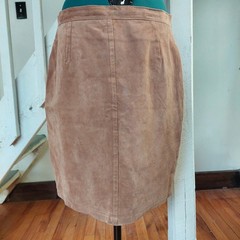 Hunt Club Vintage Tan Suede Leather Pencil Skirt Brown High Waist Knee Length