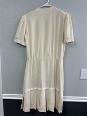 Vintage 90s Escada Silk Dress Cream Drop Waist Double Breasted Gold Button 42 12