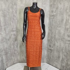 Vintage Y2K Shape FX Newport News Orange Textured Bodycon Maxi Dress Womens M