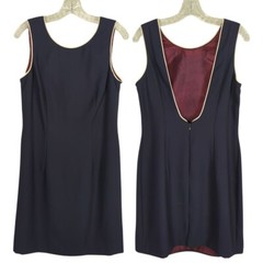 DATIANI Vintage sleeveless open back cocktail elegant navy blue dress sz 12