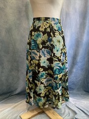 Vtg Y2K Requirements Notations Floral Chiffon Godet Skirt S Gold Shimmer Fairy