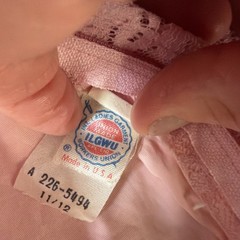 Vintage 1970s Union Made Pink Prairie Lace Ruffle Maxi Dress Size MED/LRG
